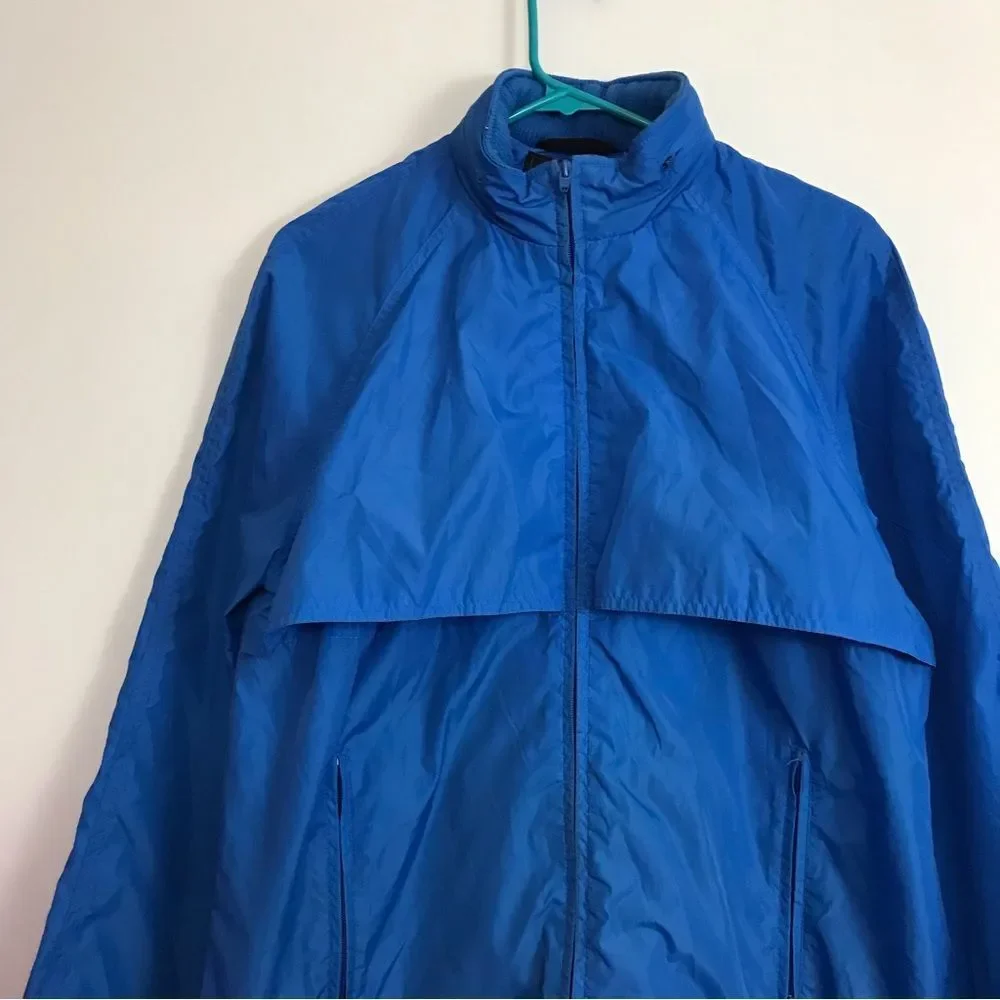 Vintage Eddie Bauer 80s Bright Blue Zip Up Nylon Windbreaker Mens Sz Small